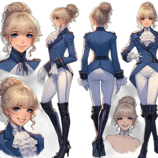 staff, jacket, concept art, anime, fantasy art, cartoon, blue, monochrome transparent PNG cut-out