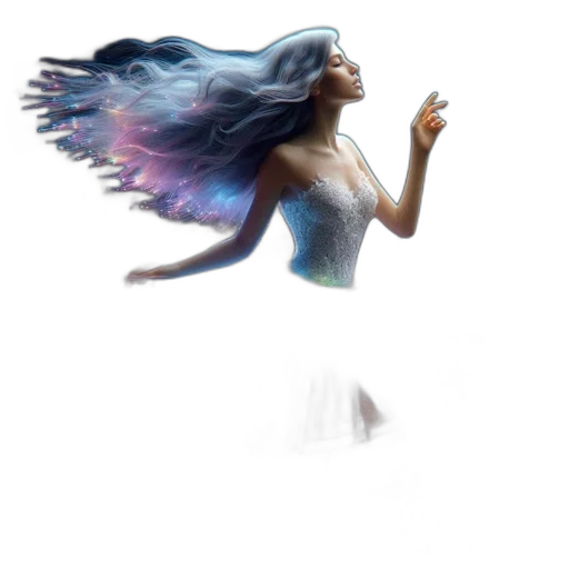 hair, dress, creature, concept art, fantasy art, 3d render, pixel art, outer space transparent PNG cut-out