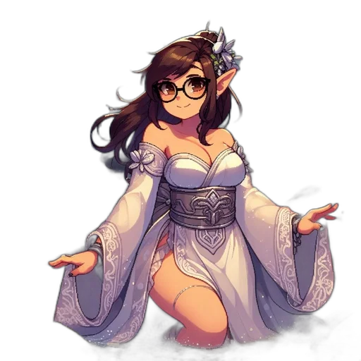 dress, staff, fantasy art, concept art, pixel art, anime, monochrome, pastel transparent PNG cut-out