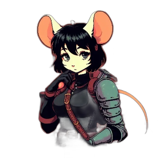 jacket, weapon, staff, animal, cyberpunk, concept art, pixel art, cartoon transparent PNG cut-out