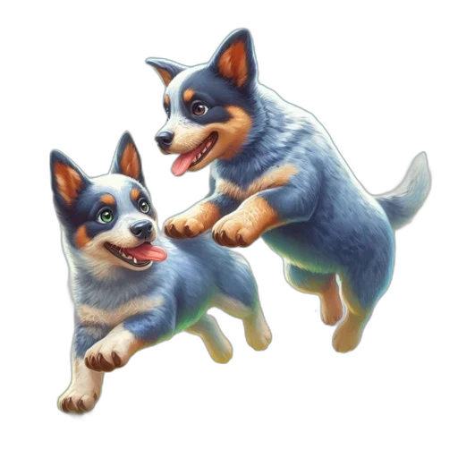 concept art, watercolor, 3d render, pixel art, blue, two, energetic, australian transparent PNG cut-out