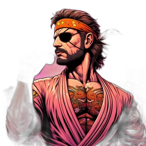 comic book art, cyberpunk, concept art, fantasy art, illustrated, man, resembling, musician transparent PNG cut-out