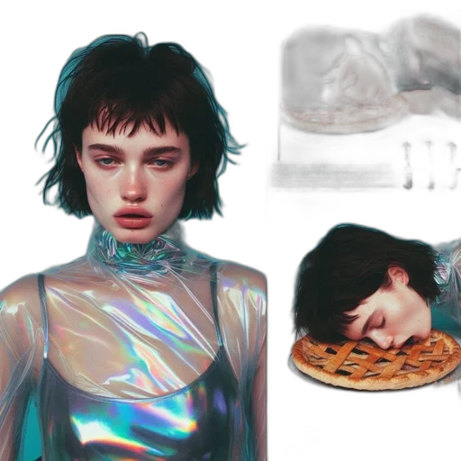 jacket, shoes, face, food, vaporwave, concept art, photorealistic, cyberpunk transparent PNG cut-out