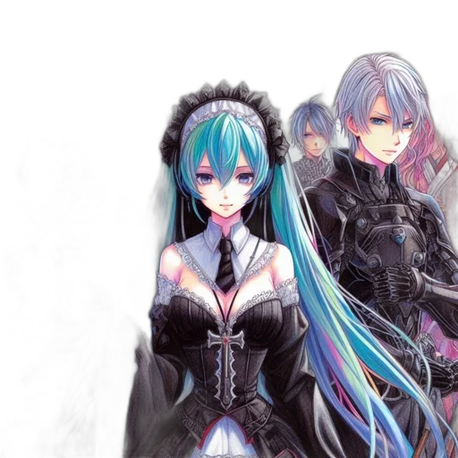 staff, concept art, anime, fantasy art, pixel art, dark, blue, monochrome transparent PNG cut-out