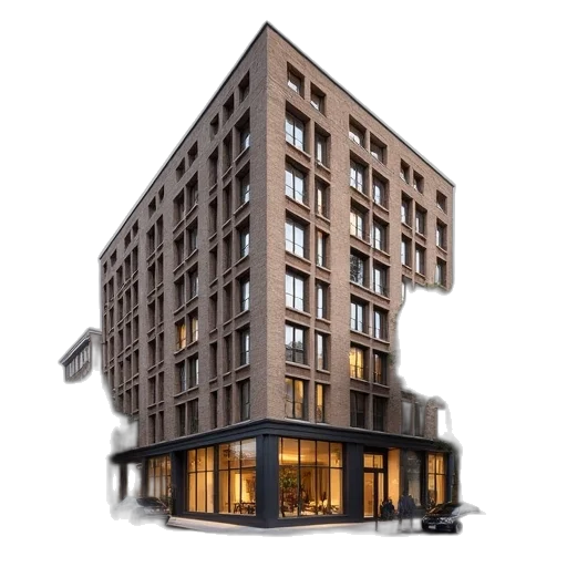 building, 3d render, concept art, apartment, corner, marylebone, west, london transparent PNG cut-out