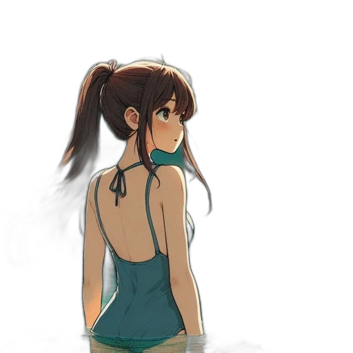 dress, creature, watercolor, anime, concept art, pixel art, rain, green transparent PNG cut-out