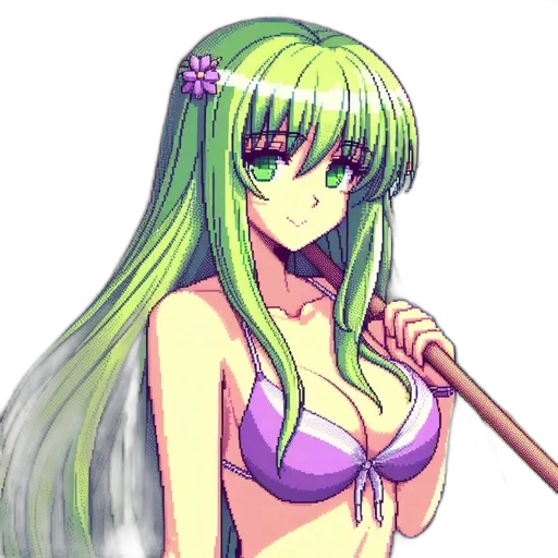 staff, weapon, sword, pixel art, anime, fantasy art, vaporwave, beach transparent PNG cut-out