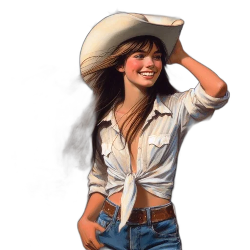 hat, jacket, jewelry, photorealistic, oil painting, concept art, comic book art, young transparent PNG cut-out