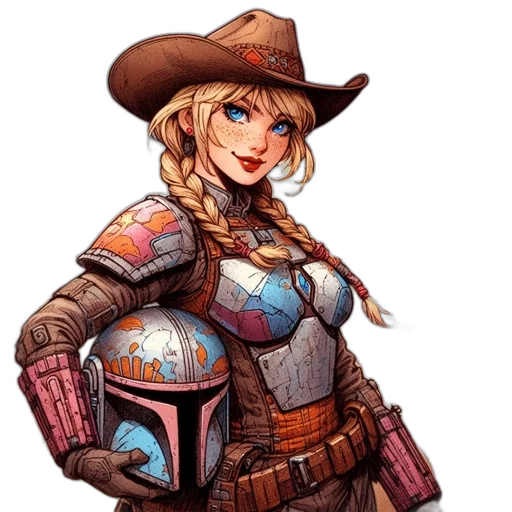 weapon, robot, hat, concept art, fantasy art, comic book art, pixel art, desert transparent PNG cut-out