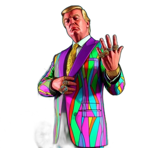 jacket, staff, animal, vaporwave, pixel art, concept art, cartoon, neon transparent PNG cut-out