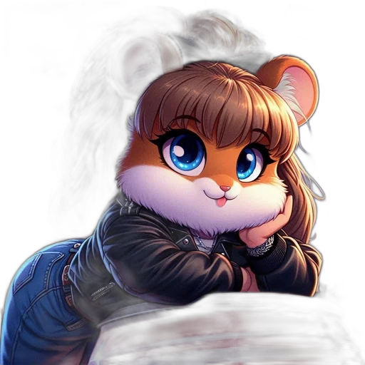jacket, animal, watercolor, concept art, fantasy art, anime, blue, hamster-like transparent PNG cut-out