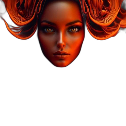 hair, face, crown, mask, fantasy art, concept art, 3d render, photorealistic transparent PNG cut-out