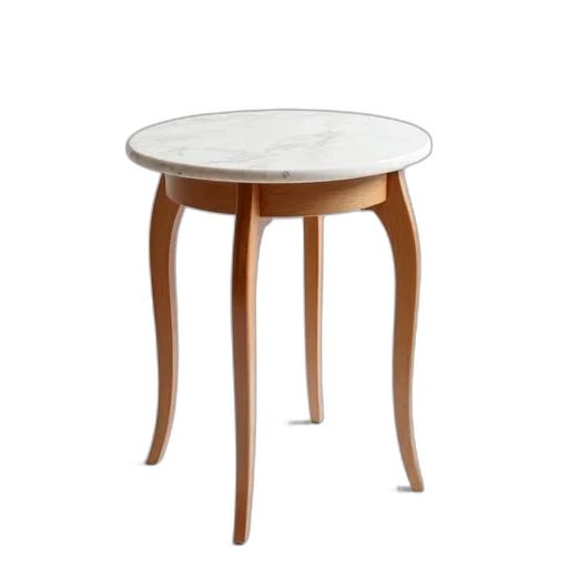 furniture, 3d render, wooden, table, marble, top, four, curved transparent PNG cut-out