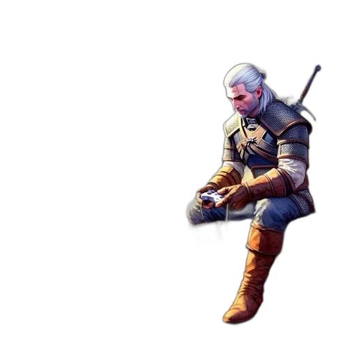 sword, weapon, staff, jacket, concept art, pixel art, 3d render, fantasy art transparent PNG cut-out