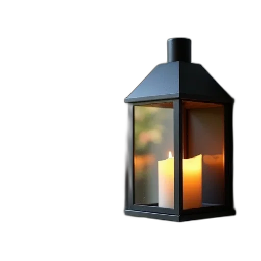 3d render, photorealistic, modern, black, lantern, clear, glass, panel transparent PNG cut-out