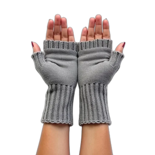 pair, knitted, gloves, textured, pattern, displayed, against, white transparent PNG cut-out