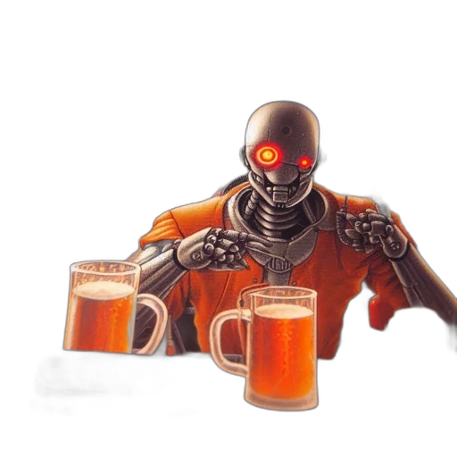 robot, weapon, jacket, concept art, 3d render, cyberpunk, pixel art, cover transparent PNG cut-out