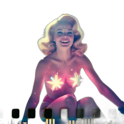 dress, crown, comic book art, concept art, cartoon, 3d render, neon lights, underwater transparent PNG cut-out