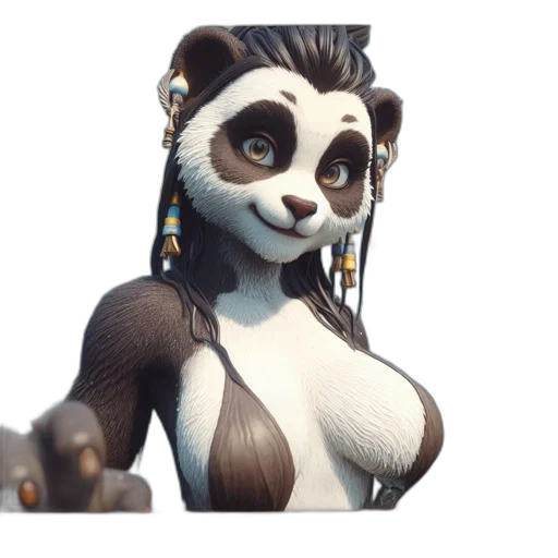 animal, concept art, 3d render, fantasy art, pixel art, anthropomorphic, panda, sporting transparent PNG cut-out