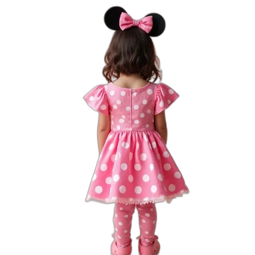 dress, shoes, girl, wearing, pink, minnie, polka, dot transparent PNG cut-out