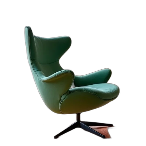 furniture, 3d render, green, modern, recliner, metal, base, placed transparent PNG cut-out