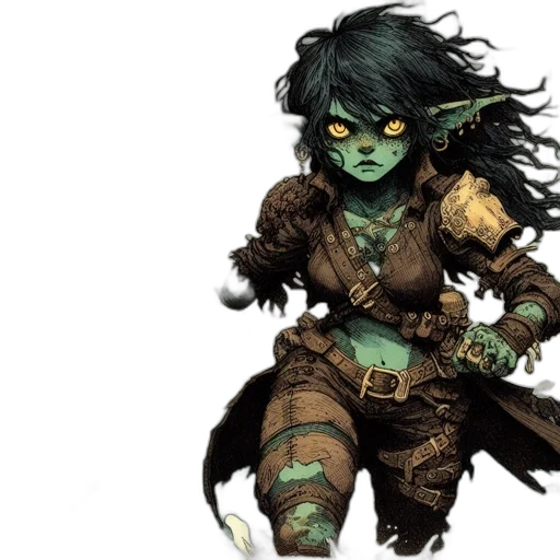 concept art, fantasy art, comic book art, green, fantastical, sea-faring, character, green-skinned transparent PNG cut-out