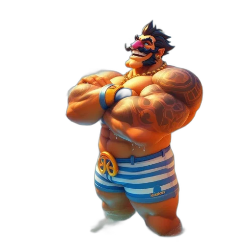 animal, 3d render, concept art, photorealistic, pixel art, muscular, man, tattoos transparent PNG cut-out