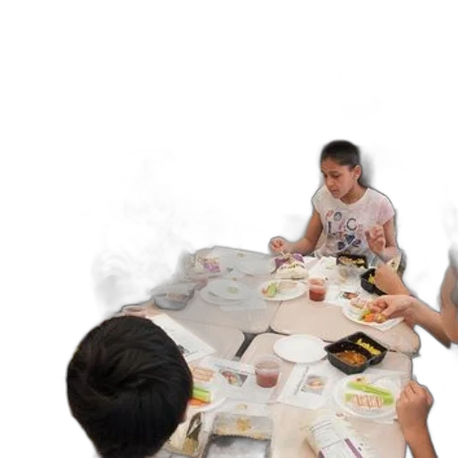 food, staff, photorealistic, 3d render, oil painting, fog, group, children transparent PNG cut-out