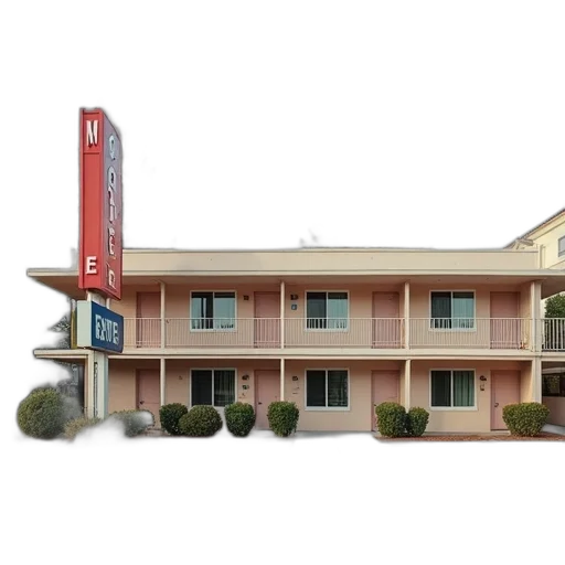 building, 3d render, photorealistic, concept art, watercolor, motel, motels, north transparent PNG cut-out