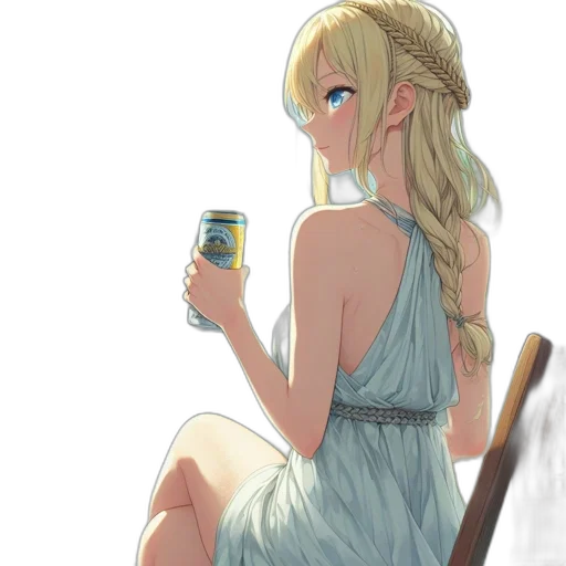 dress, bottle, jewelry, face, anime, fantasy art, watercolor, concept art transparent PNG cut-out