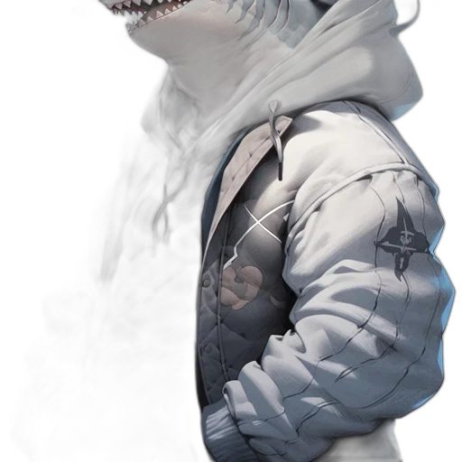 mask, creature, dragon, jacket, concept art, photorealistic, fantasy art, 3d render transparent PNG cut-out