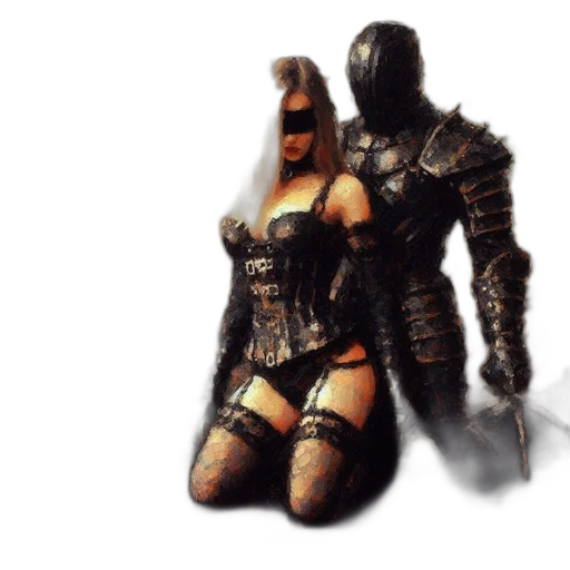 sword, dress, weapon, mask, concept art, fantasy art, 3d render, comic book art transparent PNG cut-out