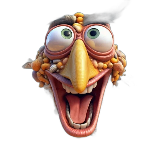 face, mask, staff, food, 3d render, concept art, photorealistic, cartoon transparent PNG cut-out