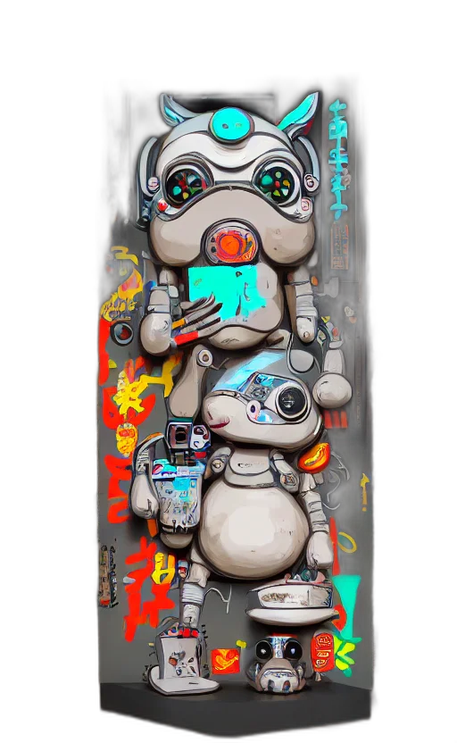 robot, cyberpunk, concept art, pixel art transparent PNG cut-out