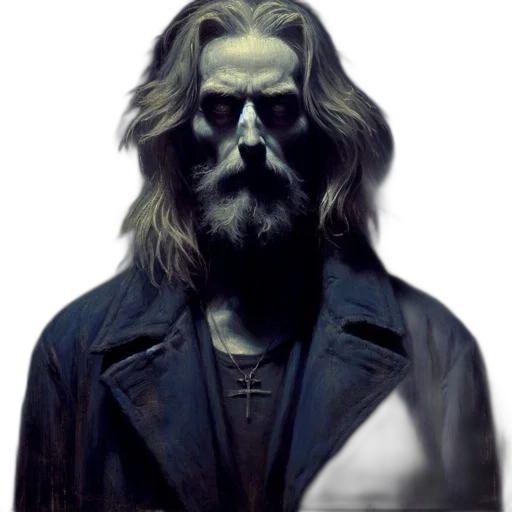 jacket, face, mask, hair, photorealistic, comic book art, concept art, fantasy art transparent PNG cut-out