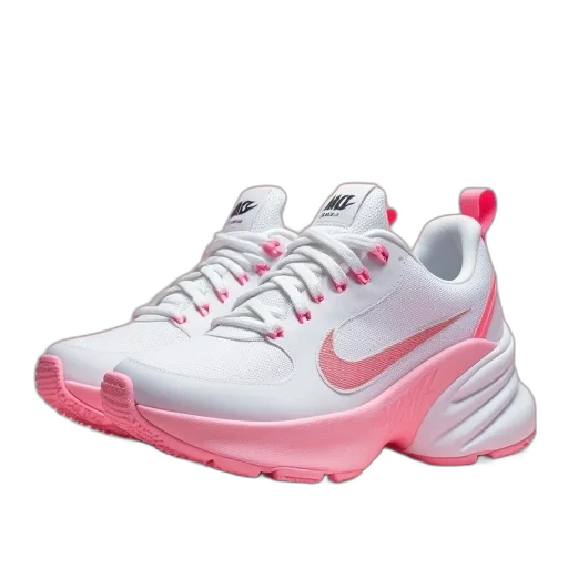 shoes, vaporwave, 3d render, nike, zoom, lek, white, pink transparent PNG cut-out