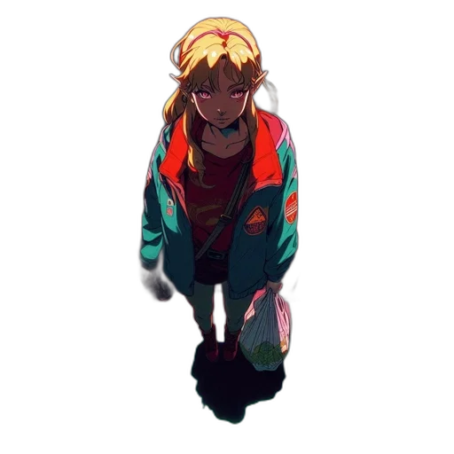 jacket, staff, face, dress, concept art, anime, pixel art, fantasy art transparent PNG cut-out