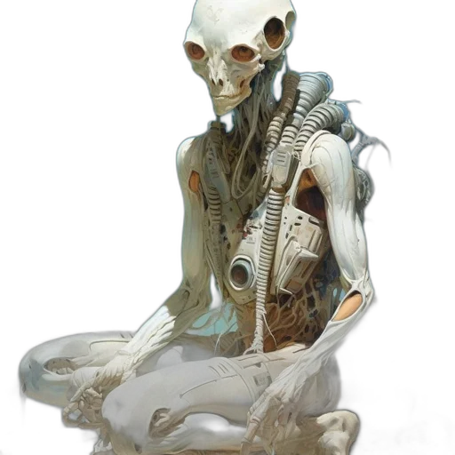 robot, mask, creature, jewelry, concept art, 3d render, cyberpunk, fantasy art transparent PNG cut-out