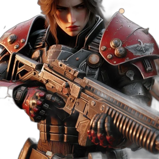 weapon, concept art, 3d render, fantasy art, photorealistic, woman, wears, futuristic transparent PNG cut-out