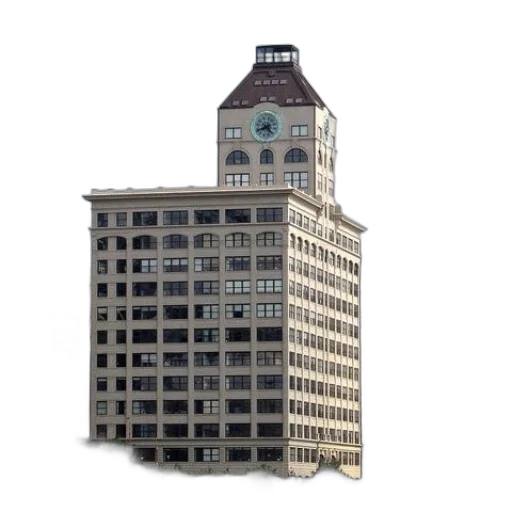 building, furniture, 3d render, photorealistic, concept art, city street, tall, clock transparent PNG cut-out