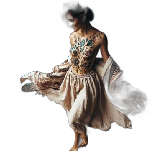 dress, jewelry, staff, mask, fantasy art, photorealistic, concept art, oil painting transparent PNG cut-out