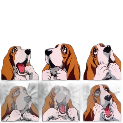 animal, face, cartoon, anime, concept art, photorealistic, nine, panels transparent PNG cut-out