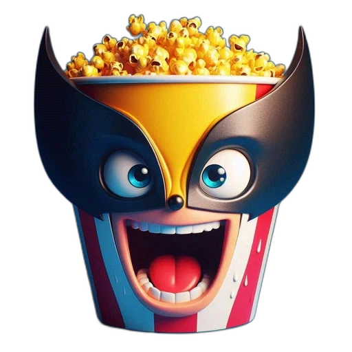 comic book art, 3d render, cartoon, image, illustration, whimsically, designed, popcorn transparent PNG cut-out