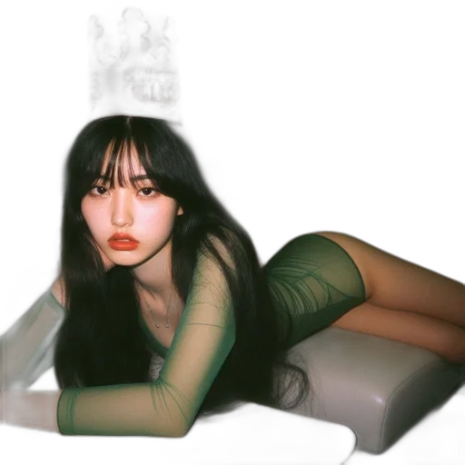 crown, photorealistic, fantasy art, concept art, oil painting, green, young, woman transparent PNG cut-out