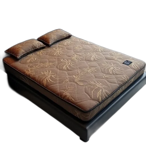 furniture, modern, bed, black, headboard, brown, gold, patterned transparent PNG cut-out