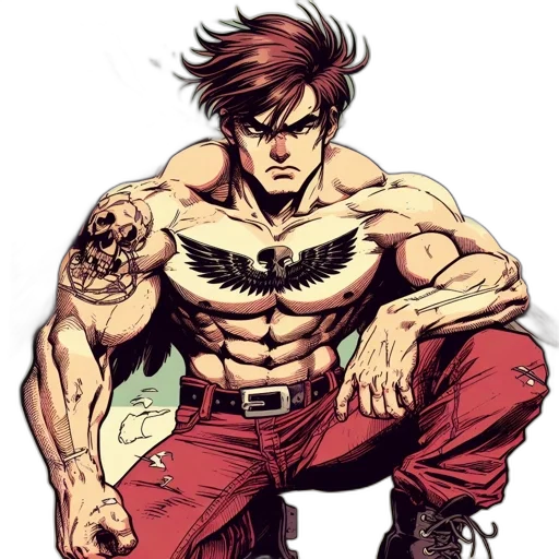 weapon, comic book art, concept art, cartoon, anime, intense, winged, figure transparent PNG cut-out