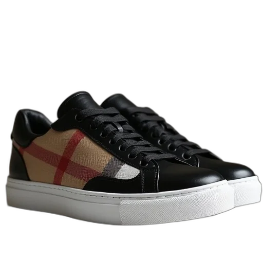 shoes, two, tone, leather, house, check, trainers, black transparent PNG cut-out