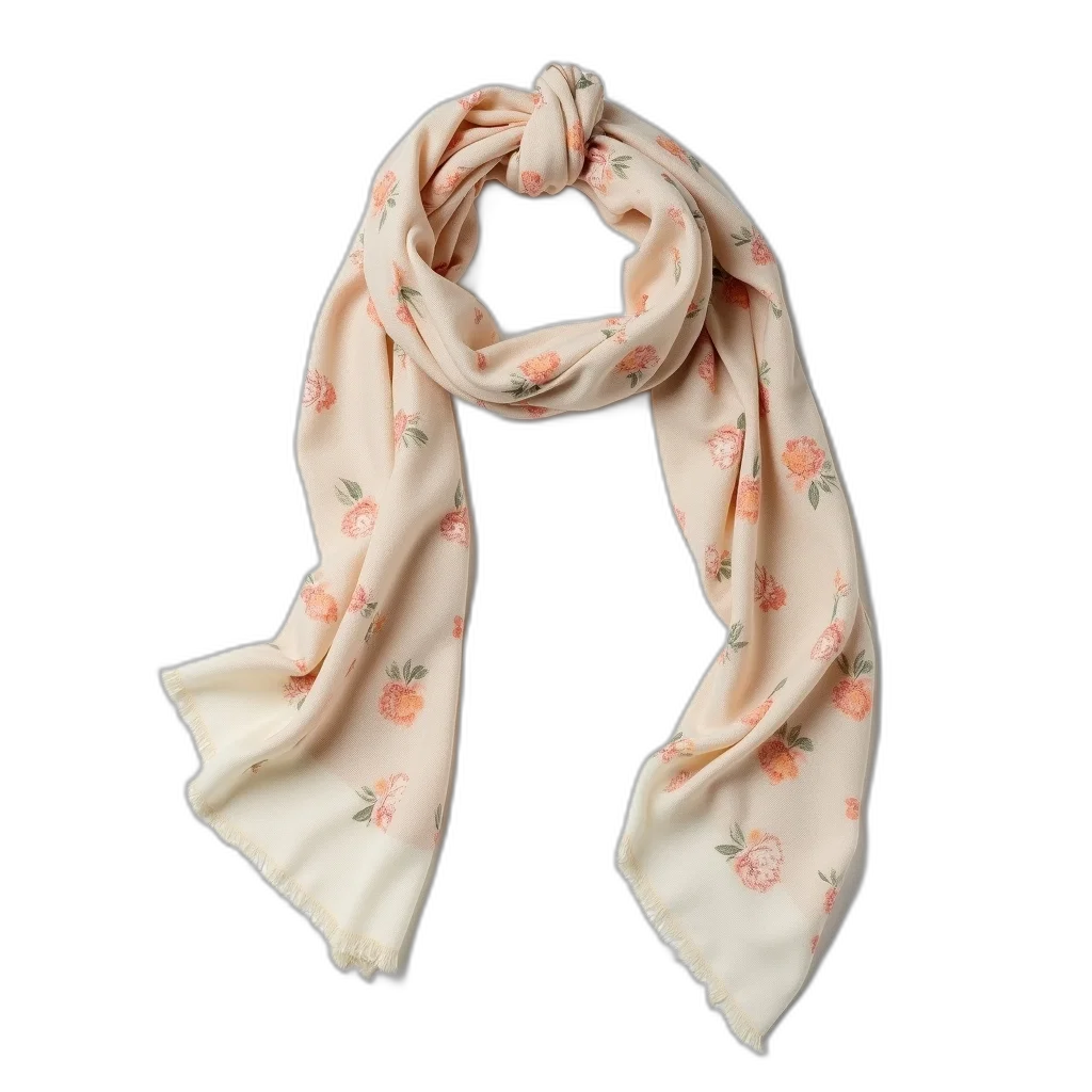 white, scarf, subtle, floral, pattern, draped, over, background transparent PNG cut-out