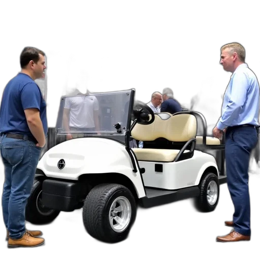 car, robot, furniture, white, golf, cart, parked, inside transparent PNG cut-out