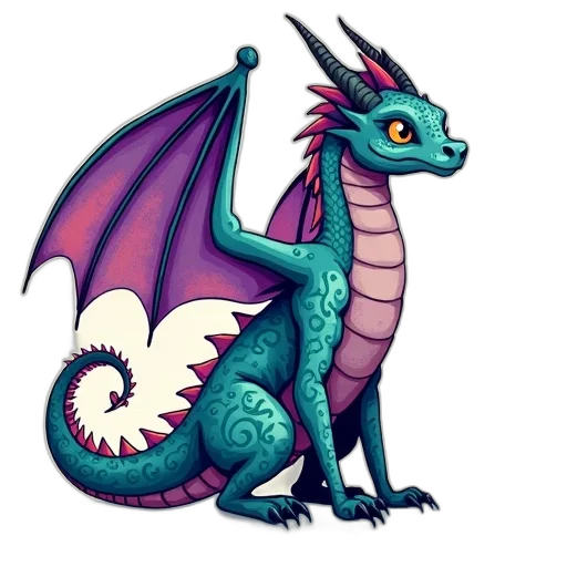 dragon, animal, creature, fantasy art, pixel art, concept art, 3d render, vibrant transparent PNG cut-out